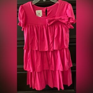 Pink Ruffled Kids Knit  Casual Dress